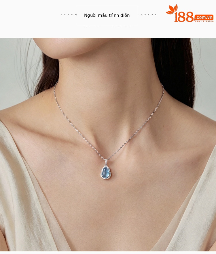 Mặt dây chuyền bạc S925 hình hồ lô xanh biển phong cách Trung Hoa — Mặt dây chuyền đơn - không có chuỗi chi tiết 3