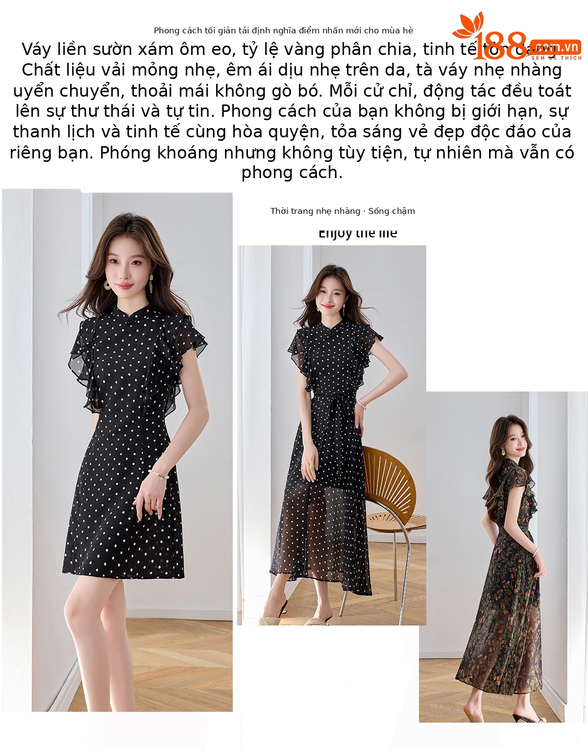 Đầm maxi nữ thắt eo họa tiết hoa nhí hai dây mặc hai kiểu Z5718 — Hoa đỏ, Chấm tròn chi tiết 1