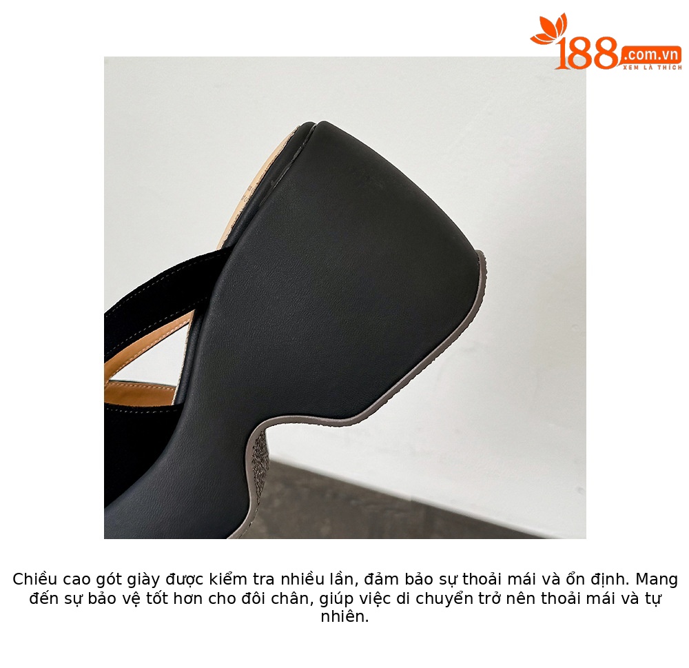 Sandal cao gót nữ quai ngang đế xuồng platform gót siêu cao 12 cm — màu đen, màu mơ chi tiết 19