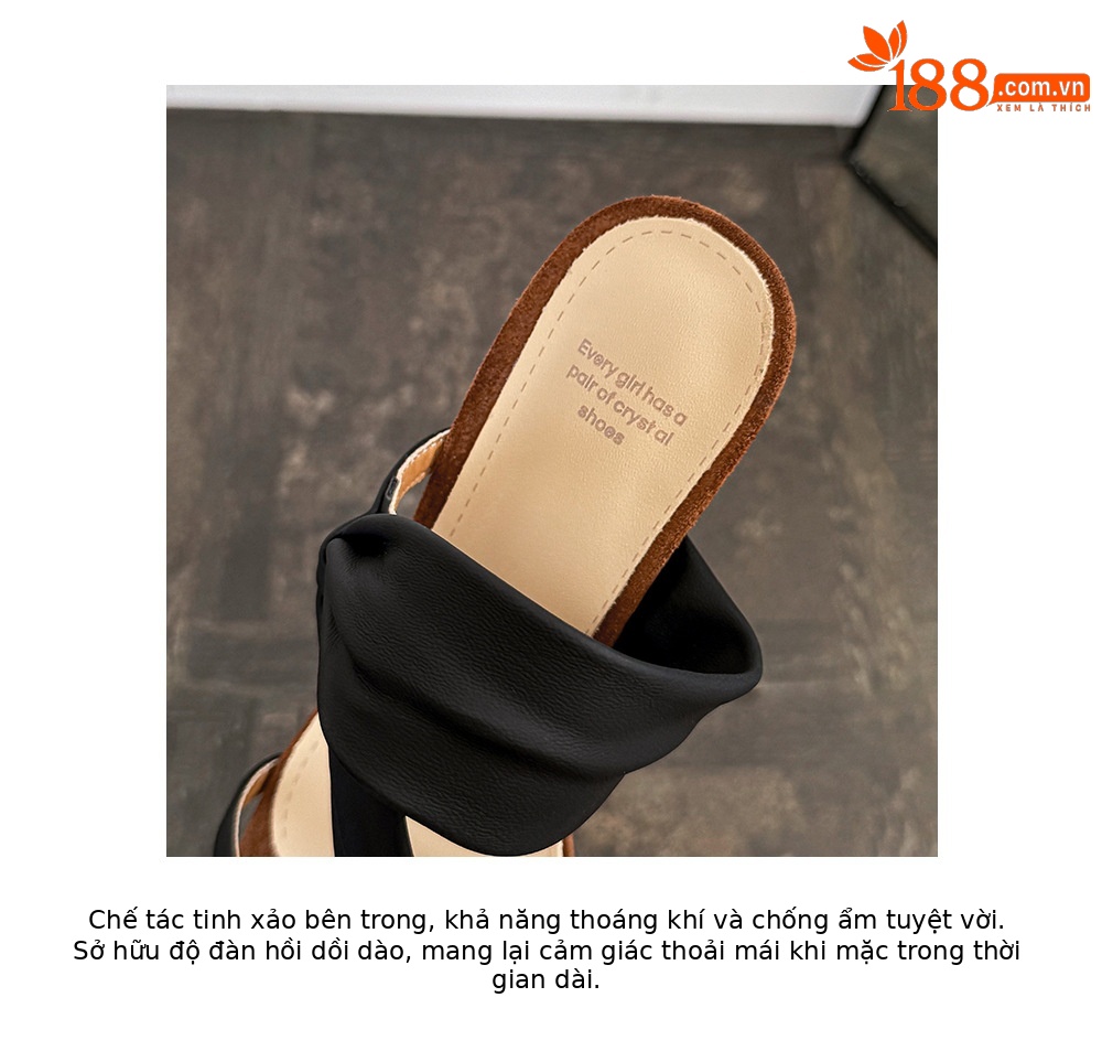 Sandal cao gót nữ mũi vuông quai ngang đế xuồng hở mũi phong cách Pháp — màu đen, màu mơ chi tiết 18
