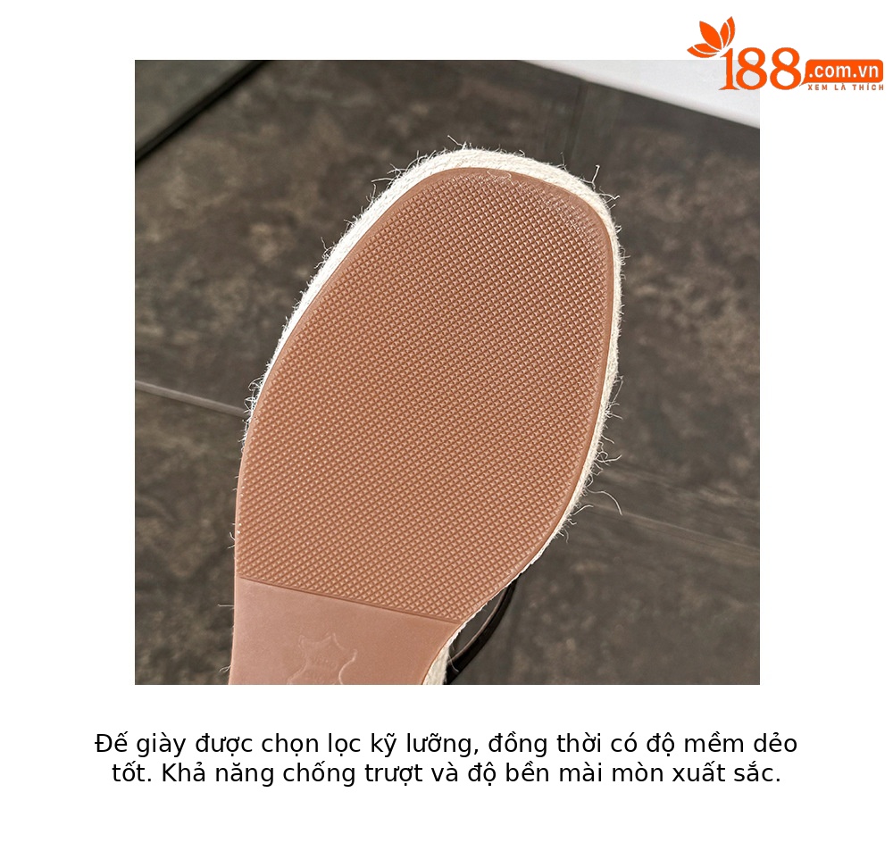 Sandal cao gót nữ quai mảnh mũi hở đế xuồng đan rơm gót 9 cm — màu đen, màu trắng ngà chi tiết 21