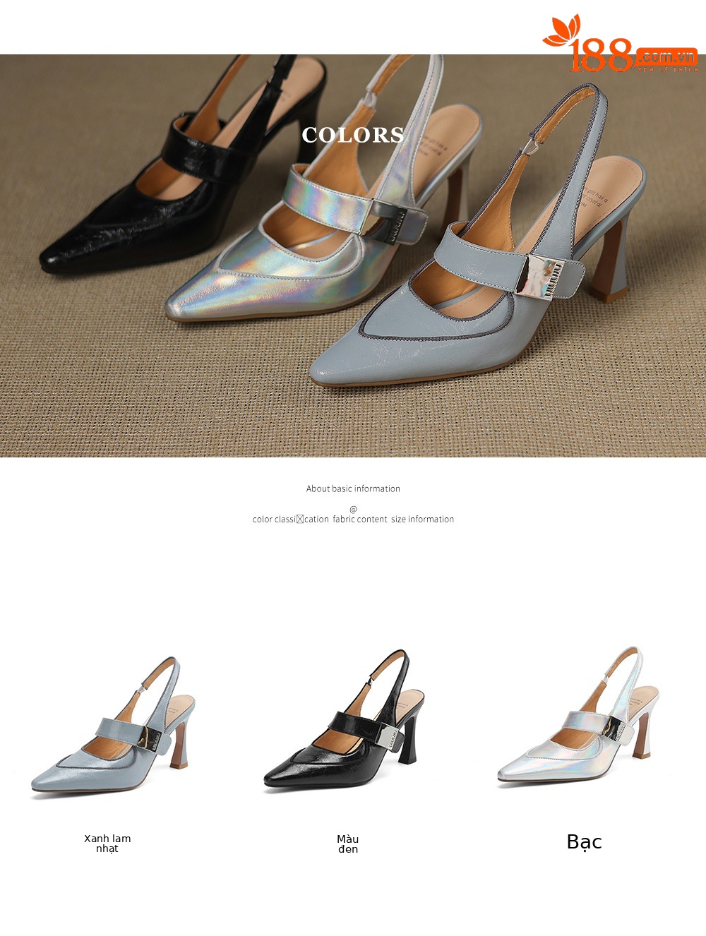 Sandal cao gót nữ mũi nhọn quai một dây, gót nhọn 9 cm, phối váy dự tiệc — màu xanh nhạt, màu đen, bạc chi tiết 4