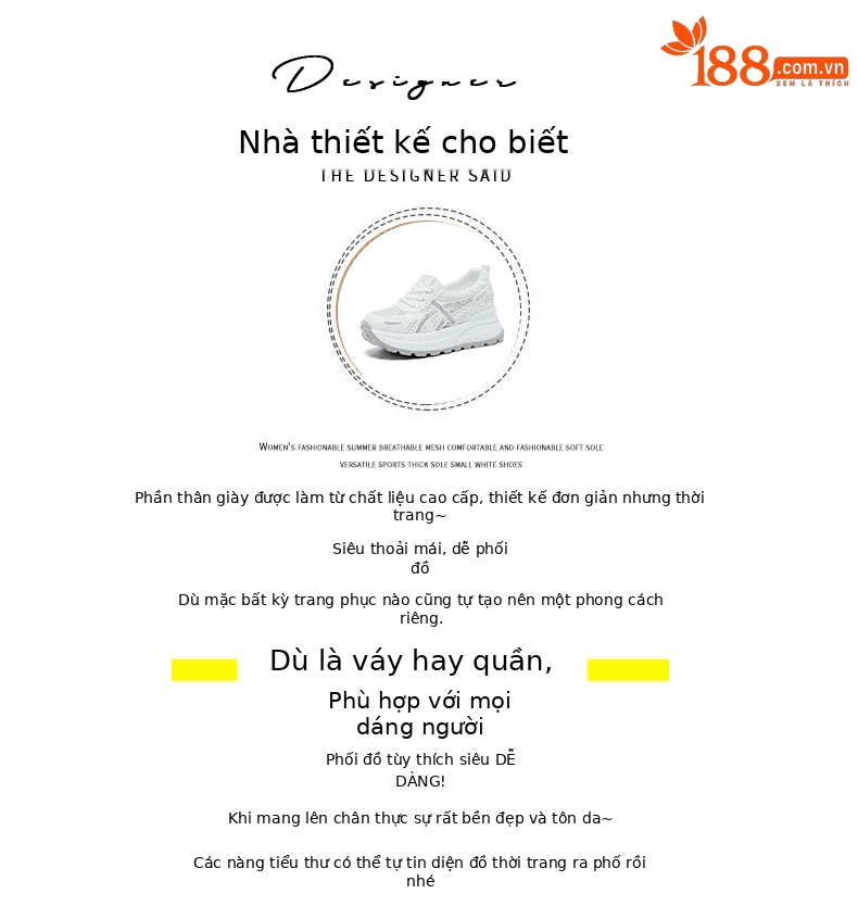 Giày sneaker nữ đế dày phong cách Hàn Quốc, thoáng khí, đế dày 3 cm — Hồng 5092, Trắng 5092 chi tiết 4