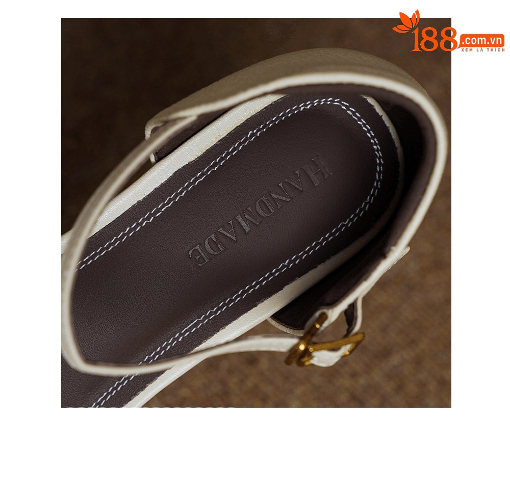 Sandal nữ gót thấp 3 cm quai ngang một khóa, mũi kín gót kín kiểu dáng thanh lịch — Màu nâu (cao 3cm) chi tiết 17