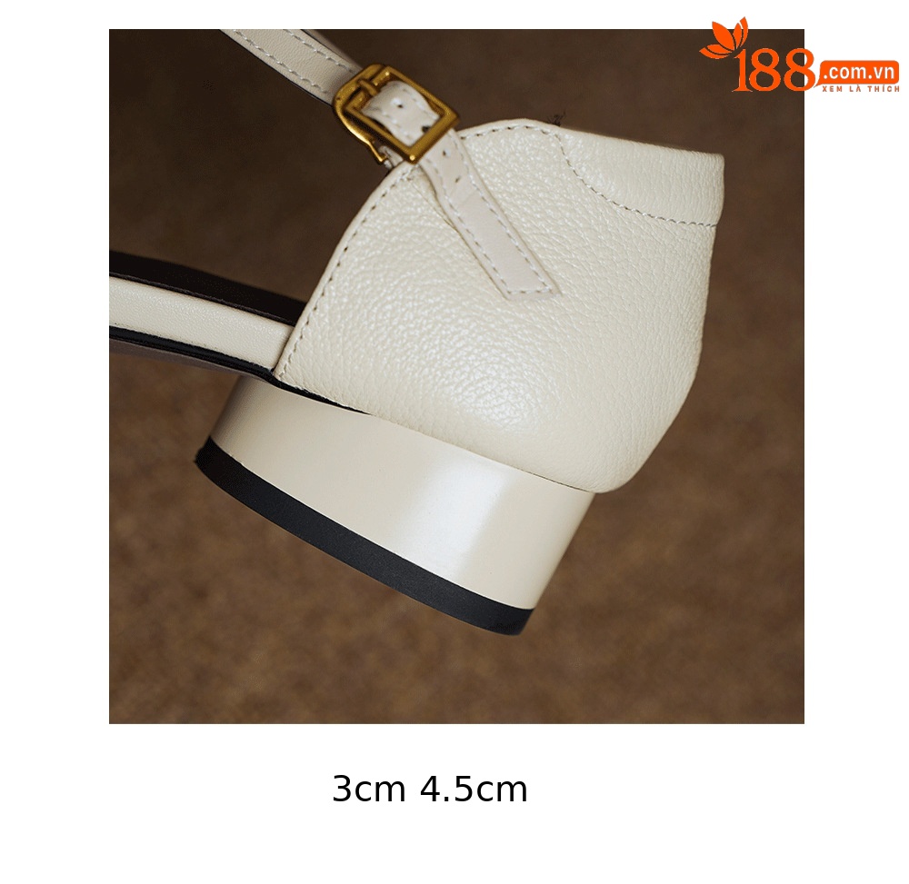 Sandal nữ gót thấp 3 cm quai ngang một khóa, mũi kín gót kín kiểu dáng thanh lịch — Màu nâu (cao 3cm) chi tiết 18