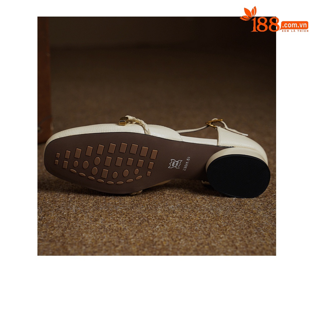Sandal nữ gót thấp 3 cm quai ngang một khóa, mũi kín gót kín kiểu dáng thanh lịch — Màu nâu (cao 3cm) chi tiết 19