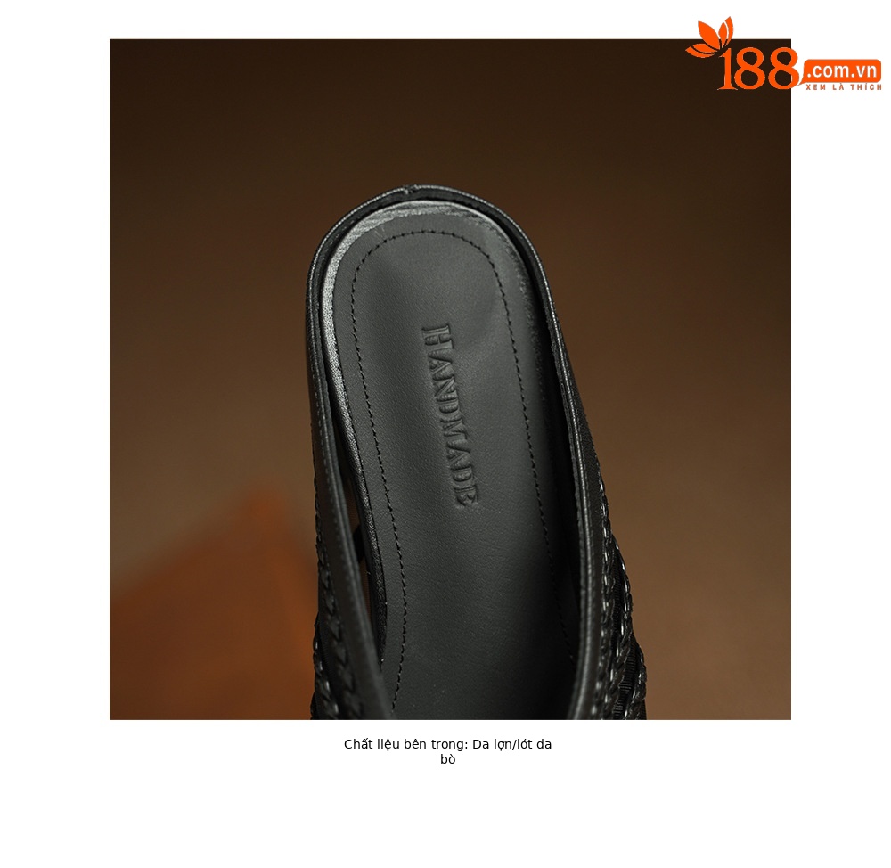 Dép sandal nữ mũi nhọn quai chữ V đế xuồng cao 7 cm, chất liệu lưới ren họa tiết hoa — đen chi tiết 16