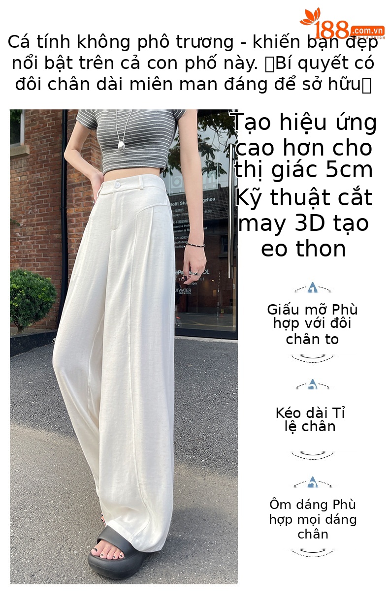 Quần culottes nữ ống rộng vải linen phối sọc, cạp cao dáng suông — Sâu Xám - Cao chi tiết 8