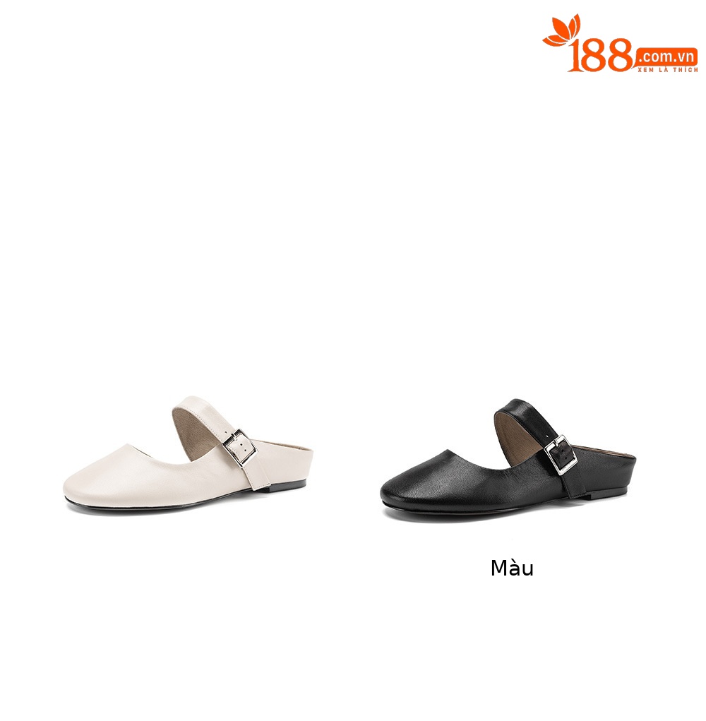 Sandal nữ quai chữ V đế bệt mũi tròn hở gót — đen chi tiết 5