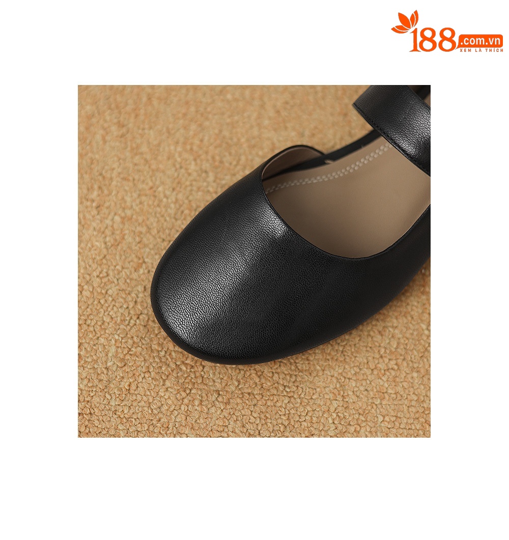 Sandal nữ quai chữ V đế bệt mũi tròn hở gót — đen chi tiết 12