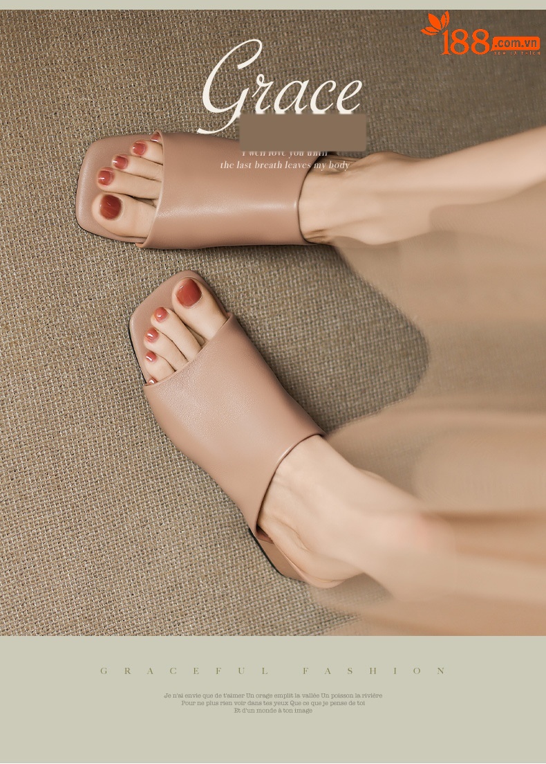 Sandal hở mũi nữ gót thấp quai ngang đế bằng 2,5 cm — Hạnh sắc (cao 2,5 cm) chi tiết 2