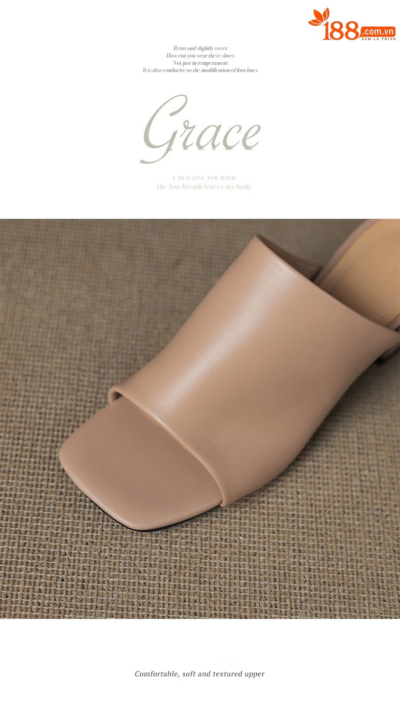 Sandal hở mũi nữ gót thấp quai ngang đế bằng 2,5 cm — Hạnh sắc (cao 2,5 cm) chi tiết 21