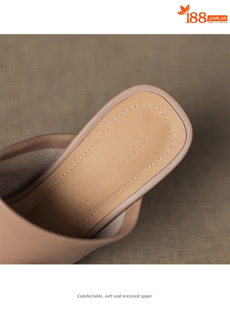 Sandal hở mũi nữ gót thấp quai ngang đế bằng 2,5 cm — Hạnh sắc (cao 2,5 cm) chi tiết 22