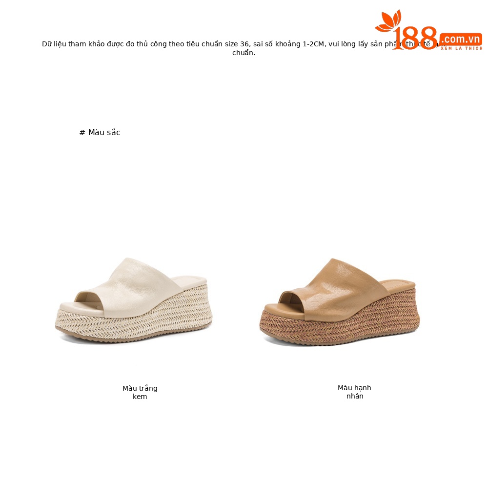 Dép sandal nữ quai ngang đế xuồng bệt gót thấp mũi hở chất liệu da cừu — màu trắng ngà, màu mơ chi tiết 4