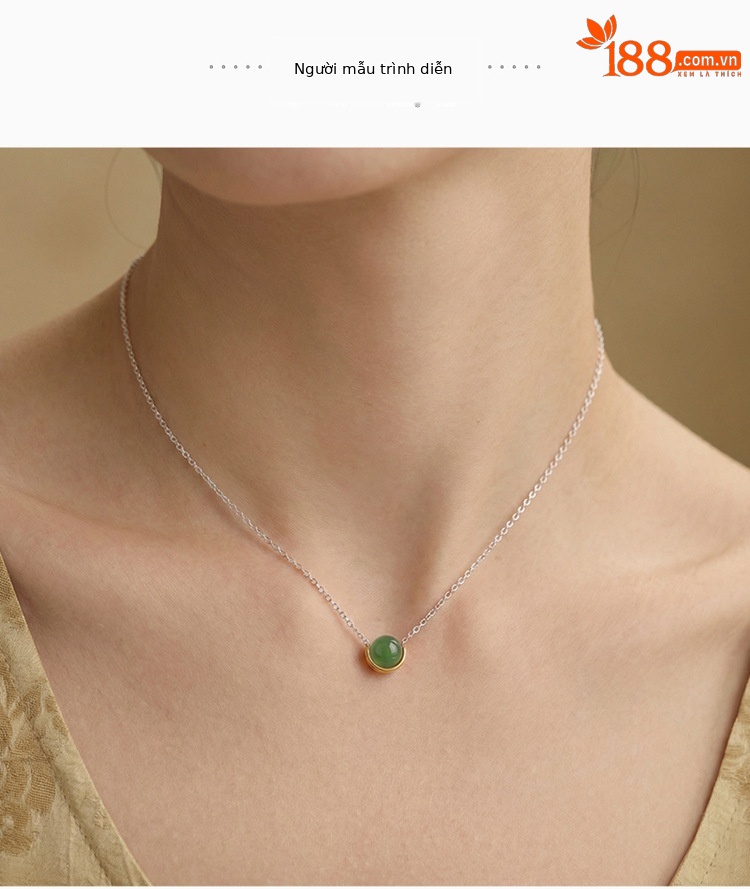 Mặt dây chuyền bạc S925 đính ngọc bích Hotan – Jasper Thanh Đảo – Mã não đỏ kiểu Trung Quốc — Dây xích - Chain chi tiết 7
