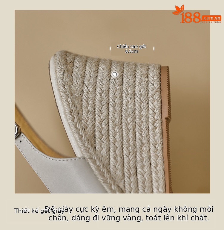 Sandal cao gót nữ hở mũi quai ngang đế xuồng gót 9 cm — màu trắng ngà, bạc chi tiết 5