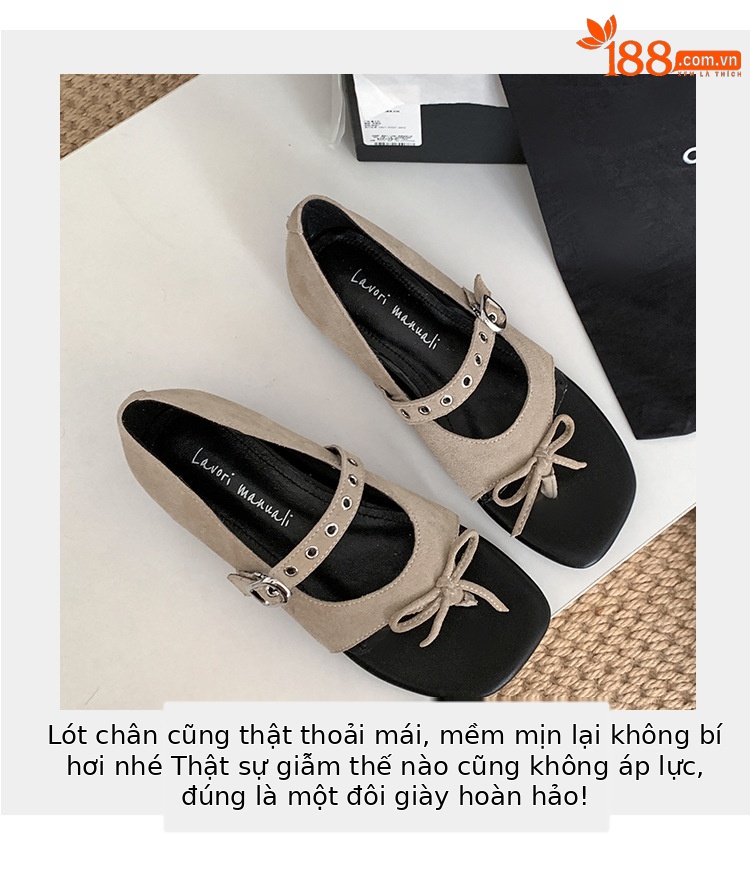 Sandal xỏ ngón đế bệt thiết kế độc đáo nơ bướm quai ngang La Mã — màu đen, màu mơ, bạc chi tiết 4