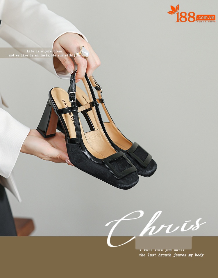 Sandal cao gót nữ hở mũi họa tiết da báo chấm bi, gót 9 cm — vằn báo chi tiết 1