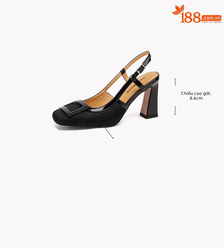 Sandal cao gót nữ hở mũi họa tiết da báo chấm bi, gót 9 cm — vằn báo chi tiết 5