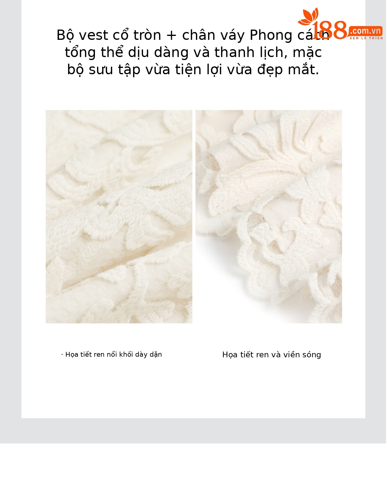 Set áo ren họa tiết kết hợp chân váy cạp cao nữ mùa hè — màu mơ chi tiết 10