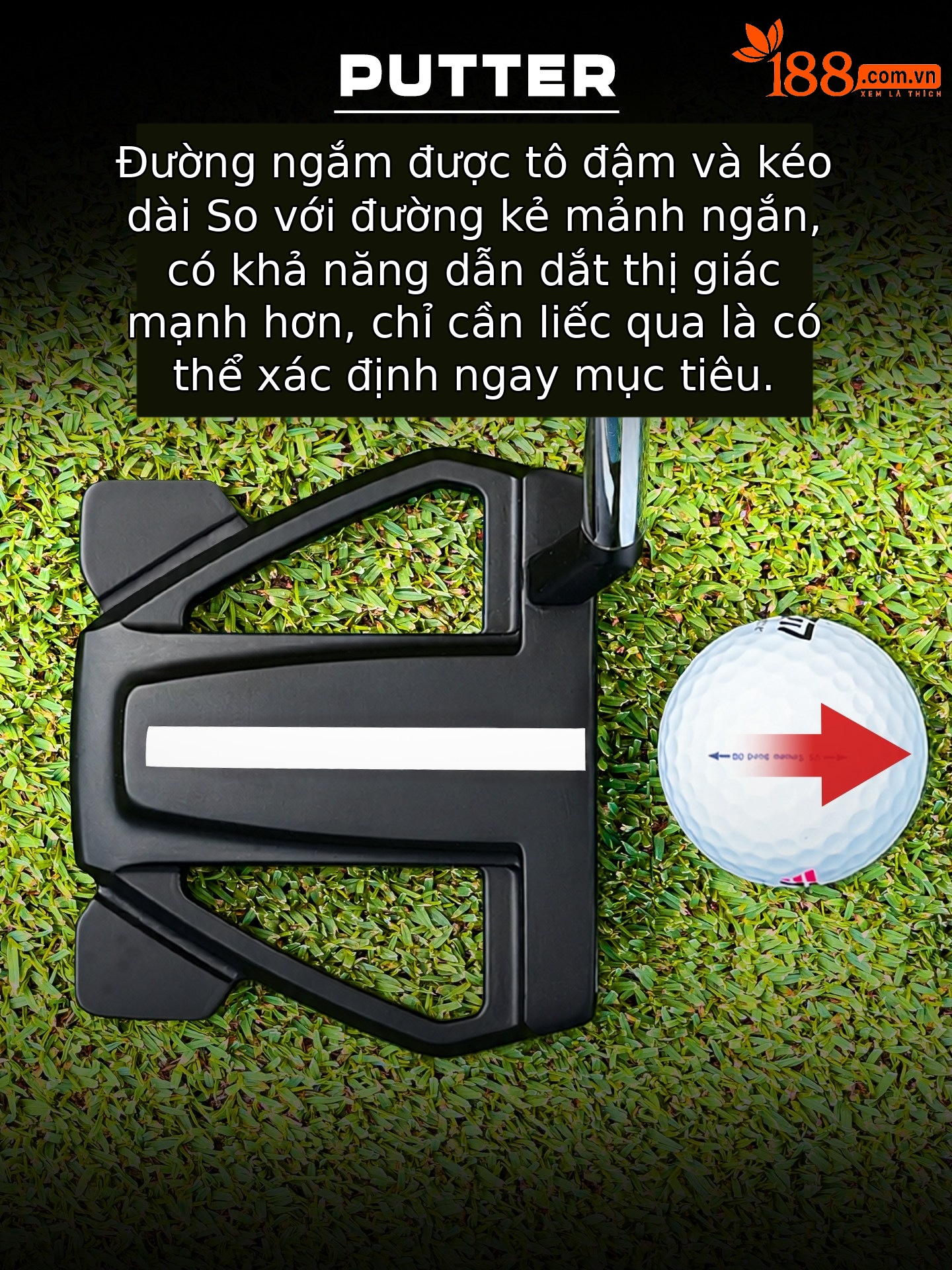 Gậy gạt bóng golf PGM thép không gỉ, đường ngắm dày dài, trọng tâm thấp, độ chính xác cao — Cây gạt bóng đen【Đường ngắm dày dài/Thân thép không gỉ có đốt/Tay cầm chống trượt】TUG095, Cây gạt bóng trắng【Đường ngắm dày dài/Thân thép không gỉ có đốt/Tay cầm chống trượt】TUG095