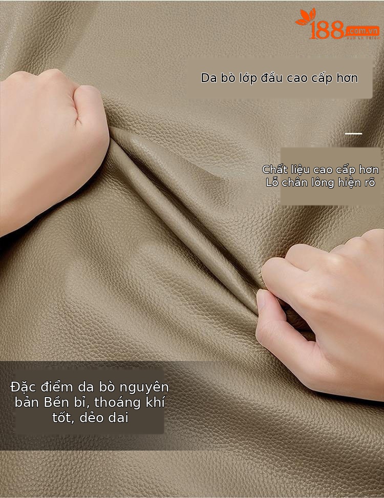 Túi đeo chéo da bò thật nữ dáng vuông phong cách Hàn Quốc — màu nâu chi tiết 5