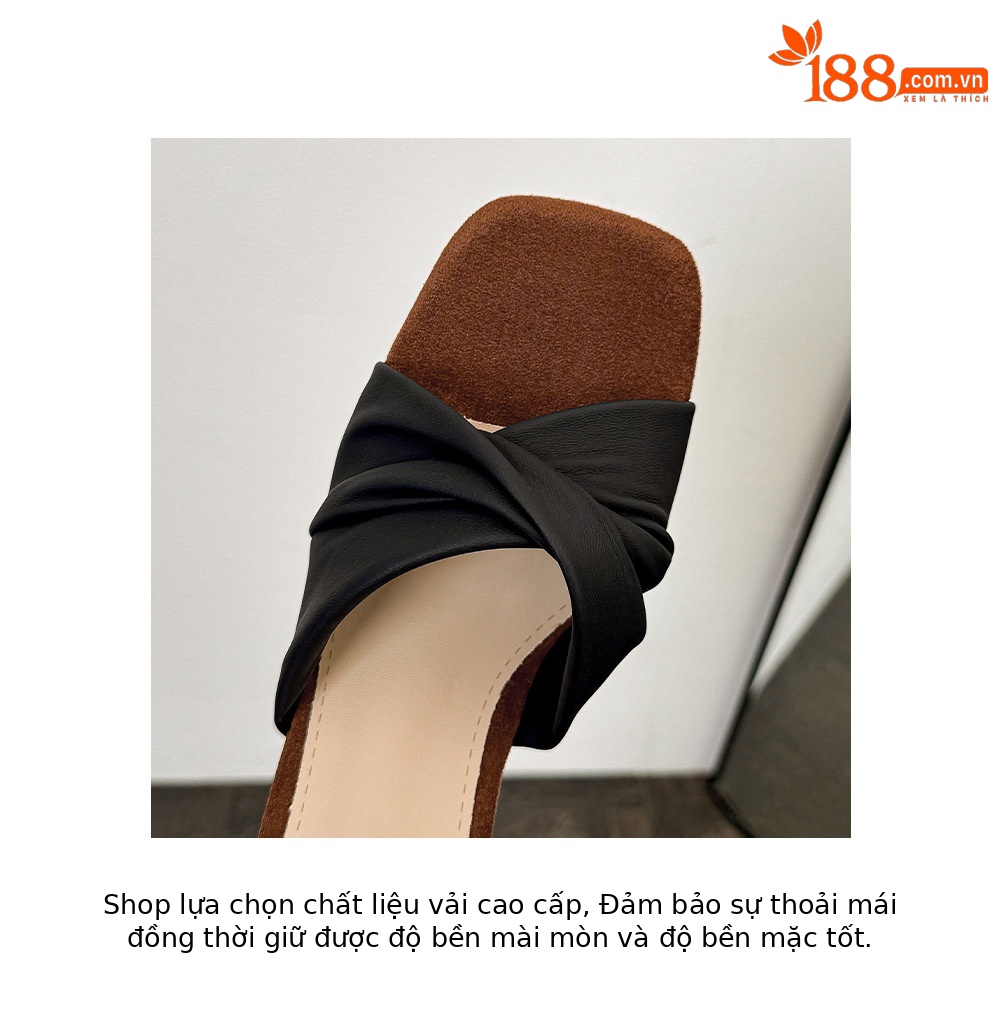 Sandal cao gót nữ hở mũi mũi vuông quai ngang nơ bướm — màu đen, màu mơ chi tiết 18