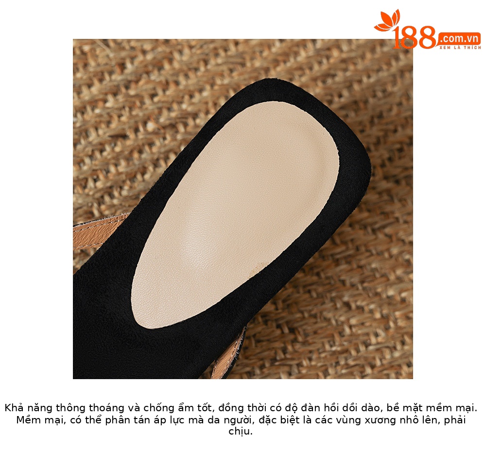 Sandal cao gót nữ mũi vuông hở ngón, quai ngang đính nơ, gót trong suốt 7 cm — màu đen, màu trắng ngà chi tiết 17