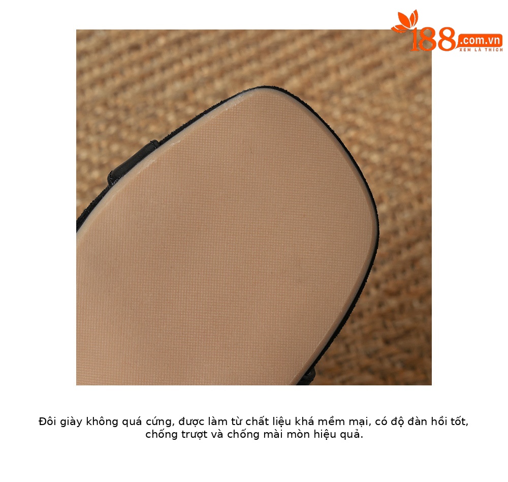 Sandal cao gót nữ mũi vuông hở ngón, quai ngang đính nơ, gót trong suốt 7 cm — màu đen, màu trắng ngà chi tiết 19