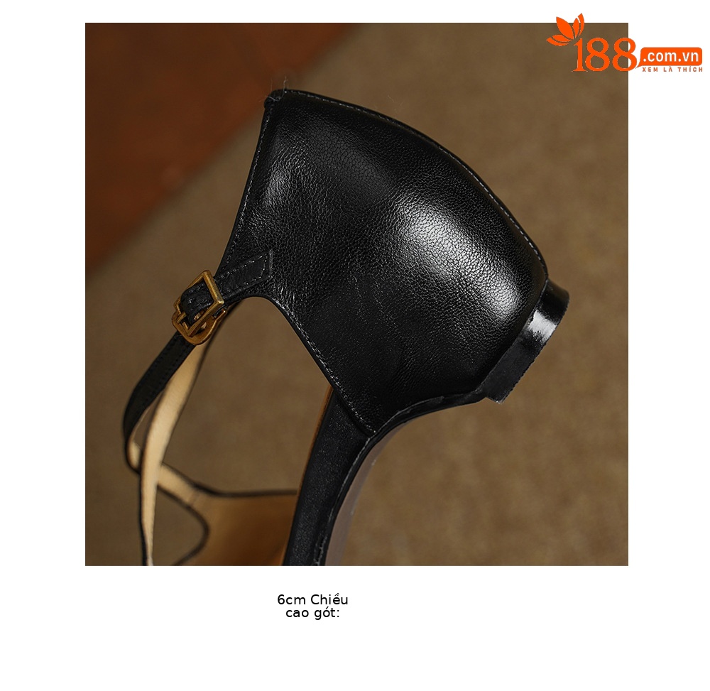 Giày sandal cao gót nữ quai ngang mũi nhọn da dê, gót vuông ổn định — đen chi tiết 22