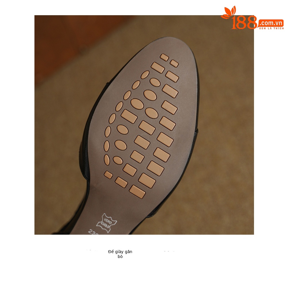Giày sandal cao gót nữ quai ngang mũi nhọn da dê, gót vuông ổn định — đen chi tiết 23