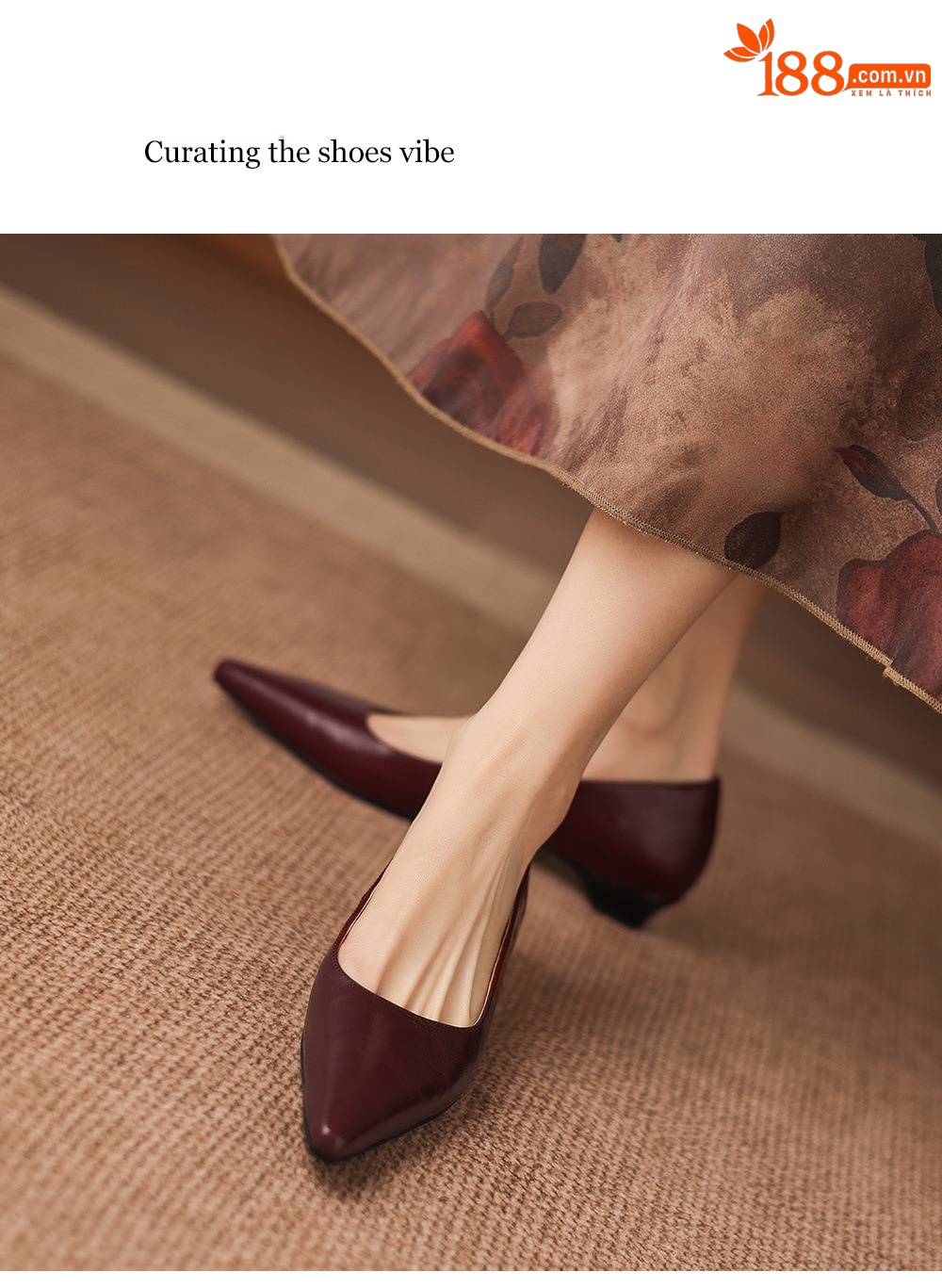 Giày cao gót nữ mũi nhọn da cừu gót thấp 2.5 cm — đen chi tiết 21