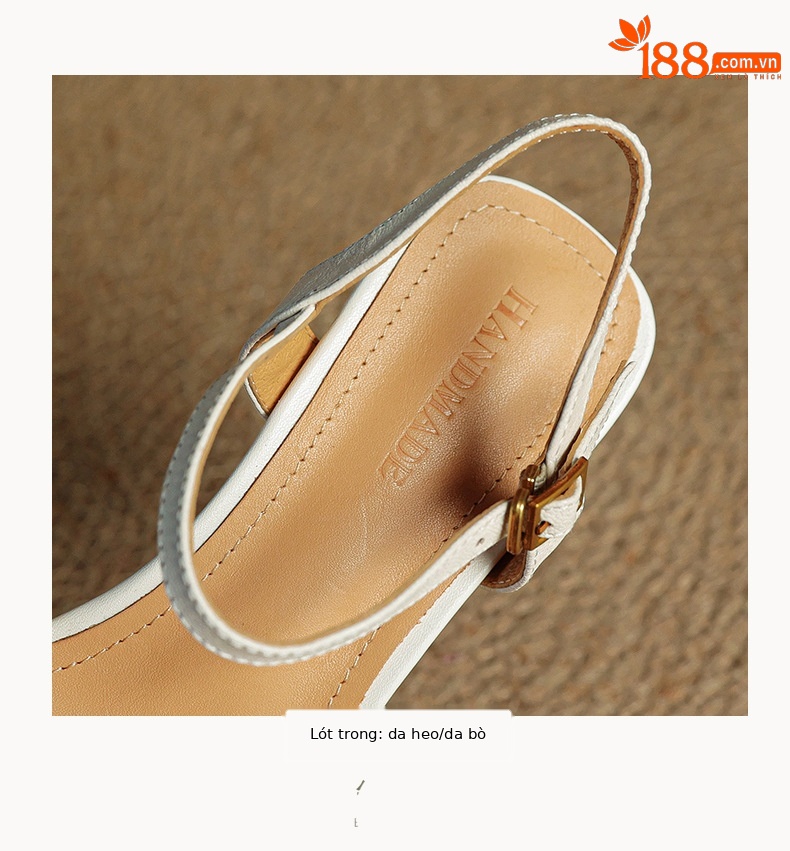 Sandal cao gót nữ quai ngang mũi kín da cừu dệt rỗng phong cách vintage — đen chi tiết 20