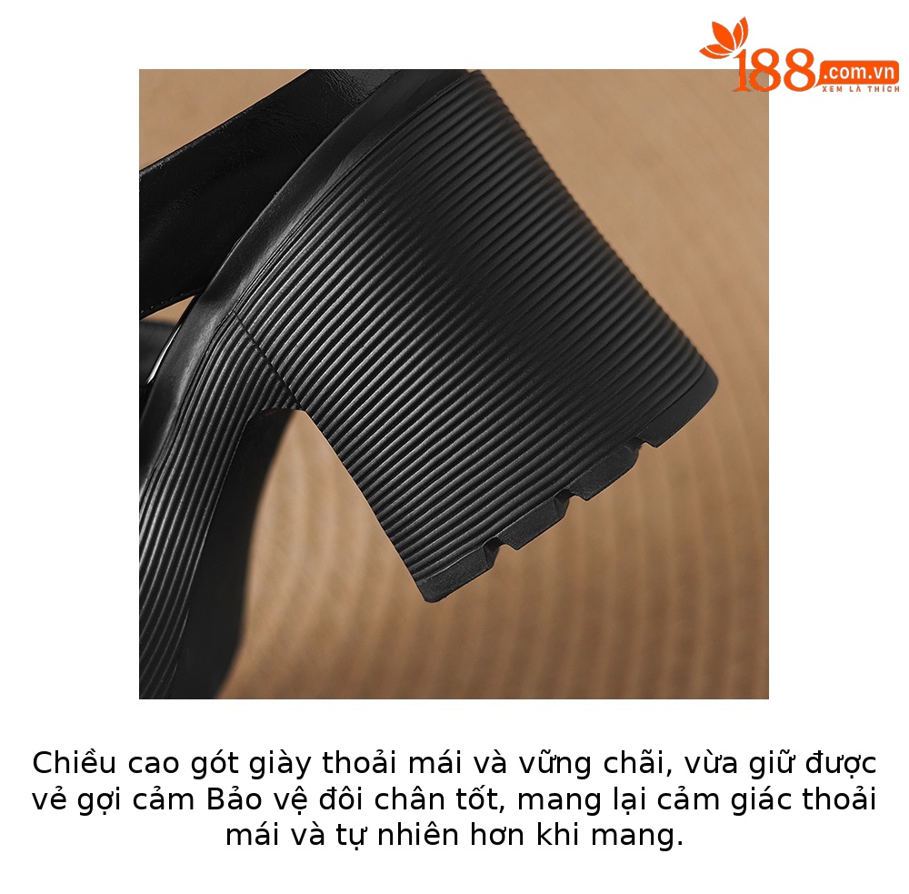 Mule nữ da bò bít mũi đế dày gót cao 9 cm khóa kim loại — màu đen, màu trắng ngà chi tiết 7