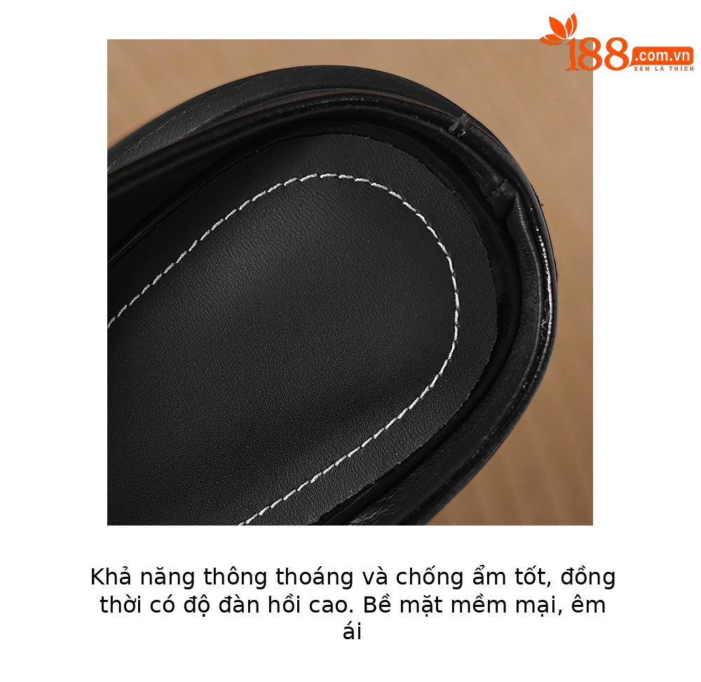 Mule nữ da bò bít mũi đế dày gót cao 9 cm khóa kim loại — màu đen, màu trắng ngà chi tiết 9