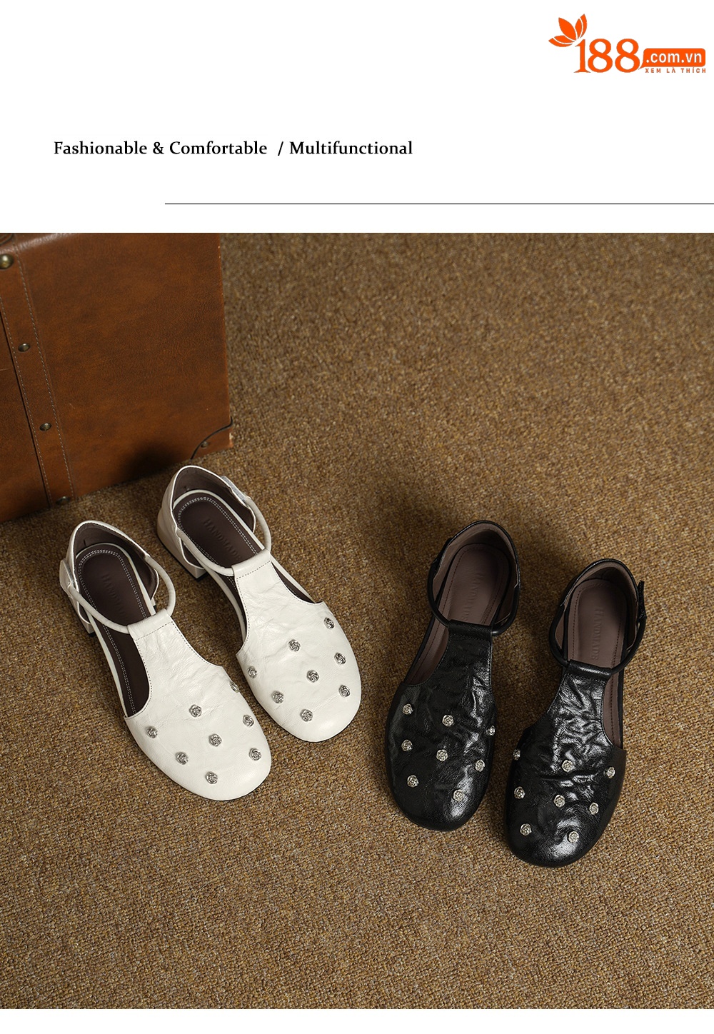 Sandal nữ quai ngang gót vuông ổn định, mũi kín, quai chữ T, form rộng cỡ lớn 33–42 — đen chi tiết 11