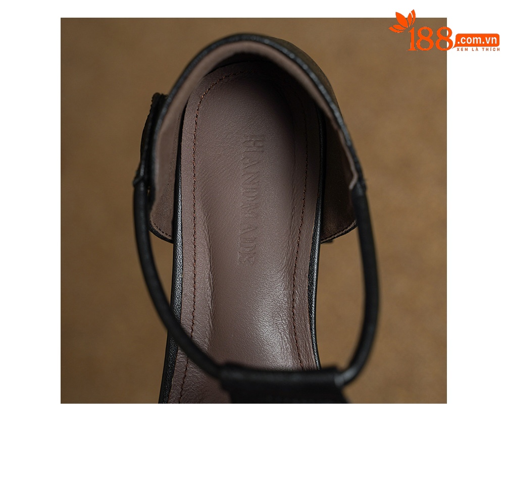 Sandal nữ quai ngang gót vuông ổn định, mũi kín, quai chữ T, form rộng cỡ lớn 33–42 — đen chi tiết 17