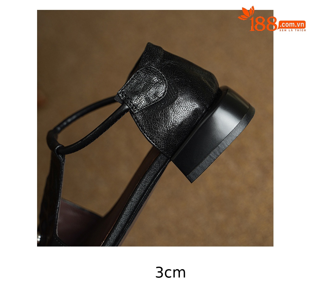 Sandal nữ quai ngang gót vuông ổn định, mũi kín, quai chữ T, form rộng cỡ lớn 33–42 — đen chi tiết 18