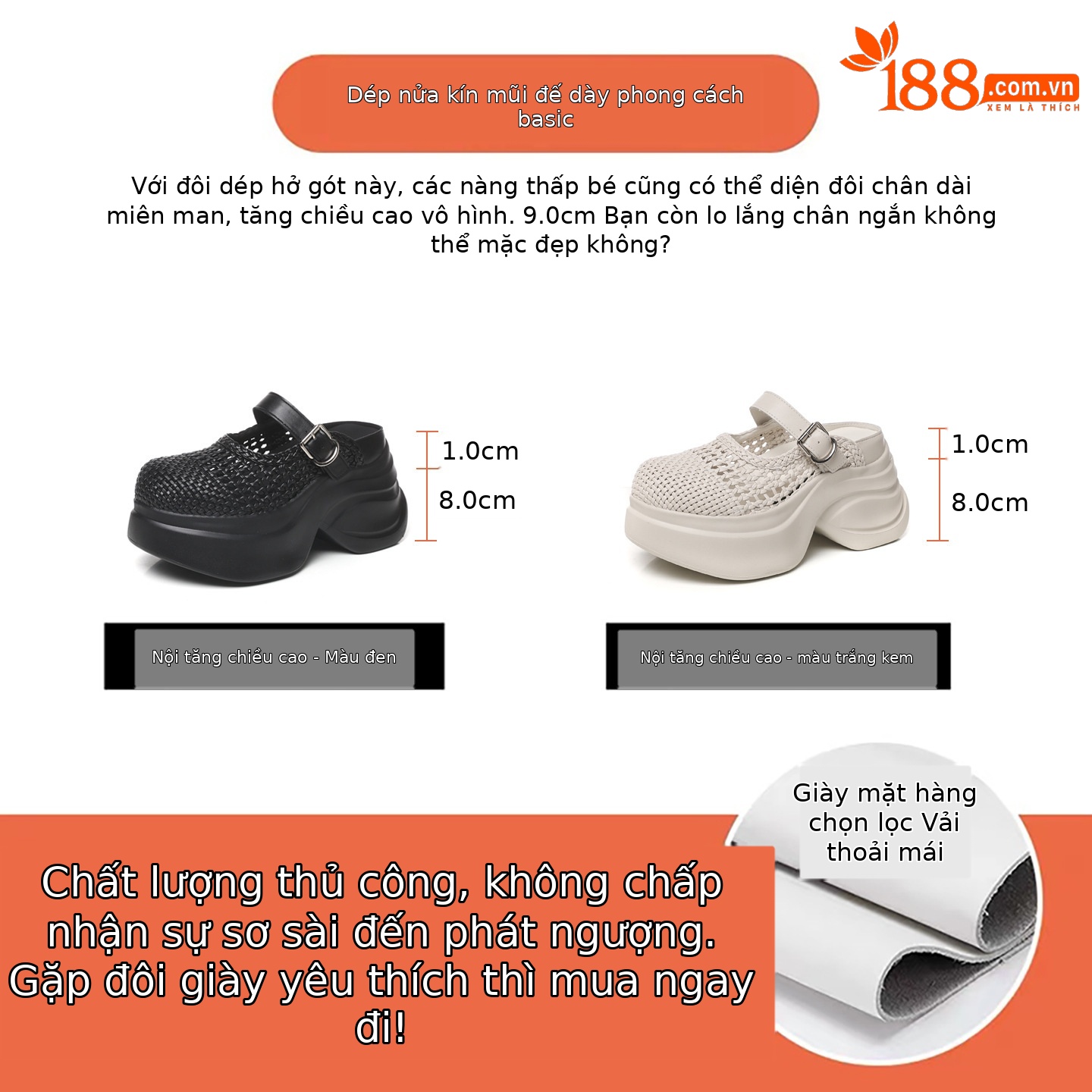 Dép sandal nữ đế dày tăng chiều cao, quai chữ V, mũi kín, phong cách xốp mát — màu đen