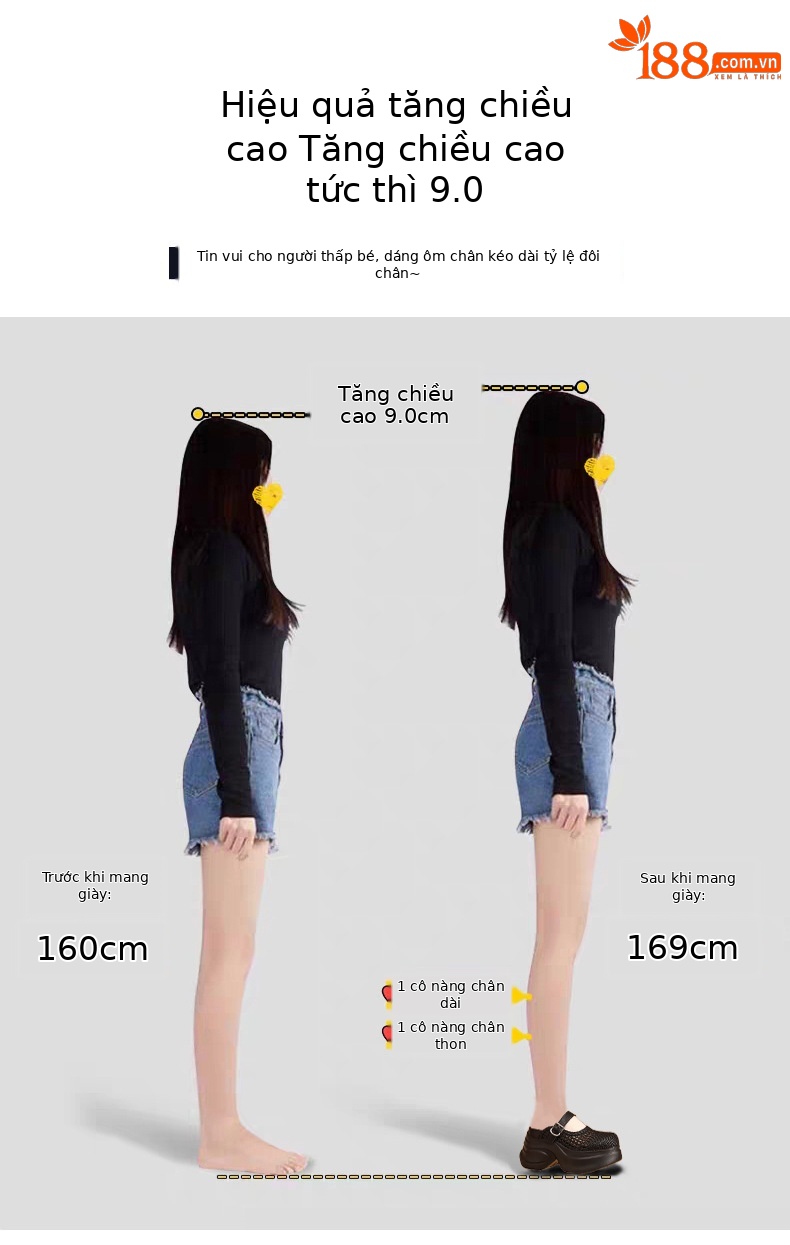 Dép sandal nữ đế dày tăng chiều cao, quai chữ V, mũi kín, phong cách xốp mát — màu đen chi tiết 4