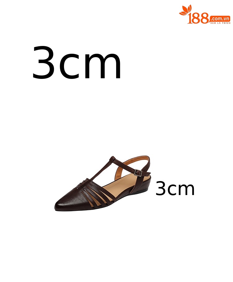Sandal nữ hở mũi gót thấp 3 cm, quai dệt đinh tạo kiểu cổ điển — Sữa hạnh nhân chi tiết 3
