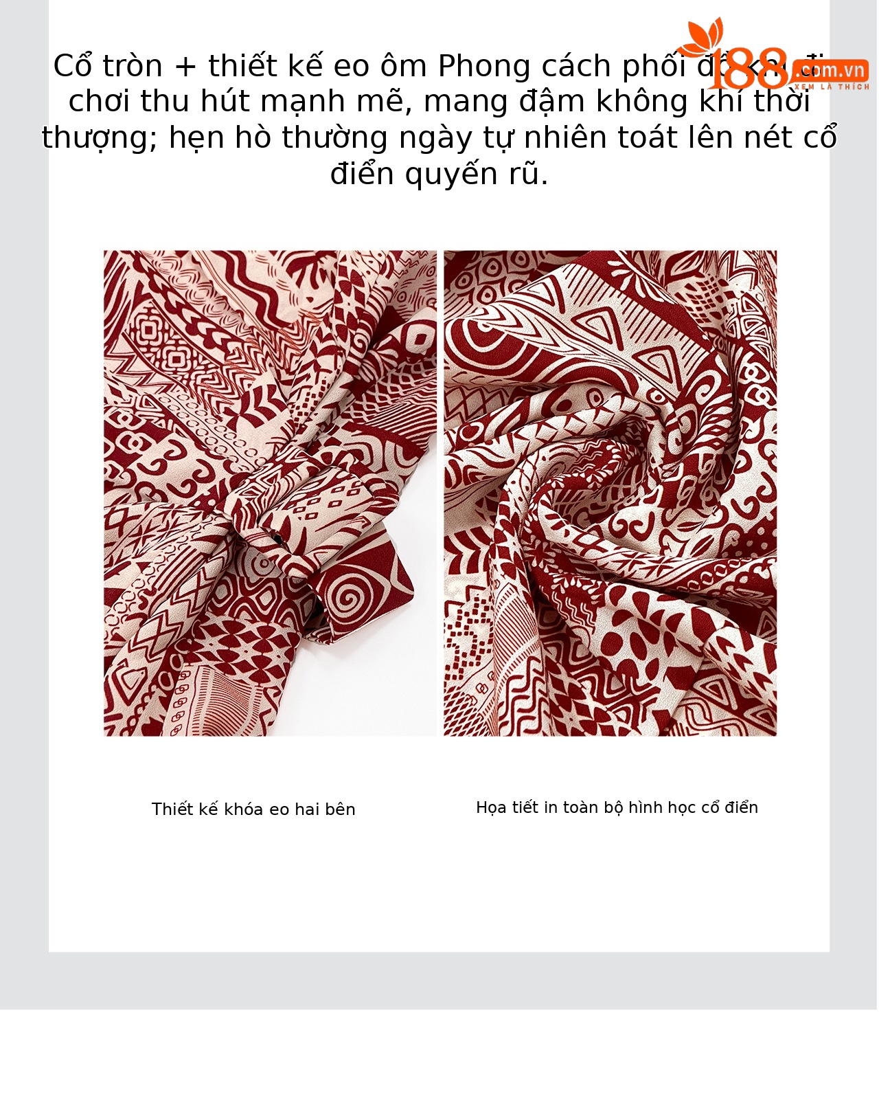 Đầm maxi nữ họa tiết bohemian tay ngắn thắt eo chất liệu voan — màu hồng chi tiết 9