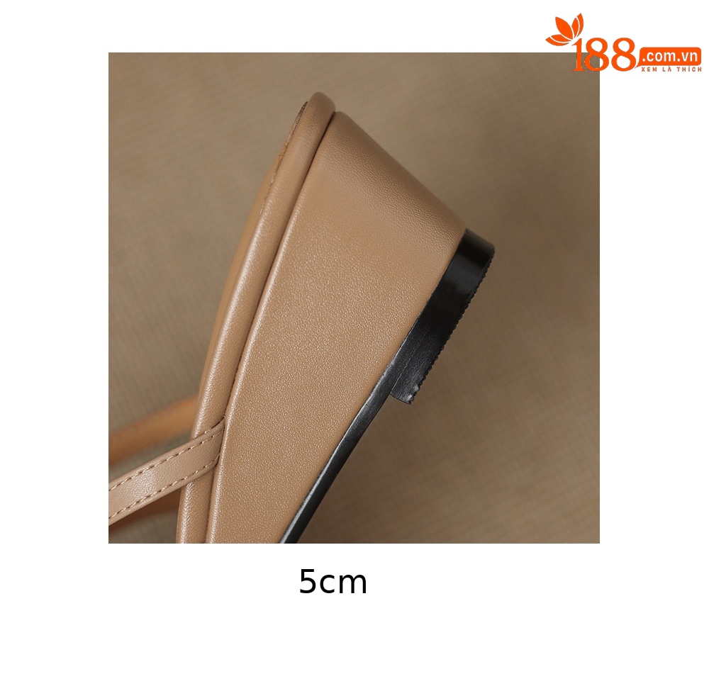 Sandal cao gót nữ hở mũi đế xuồng đính đá pha lê, gót 5 cm, chất da bò mềm — màu trắng ngà chi tiết 12