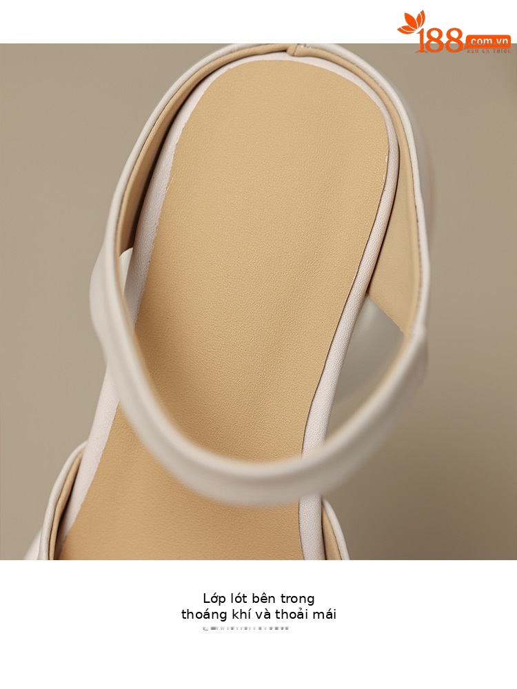 Sandal cao gót hở mũi nữ phong cách Pháp đế dày chống trượt — màu đen, màu trắng ngà, màu vàng chi tiết 6