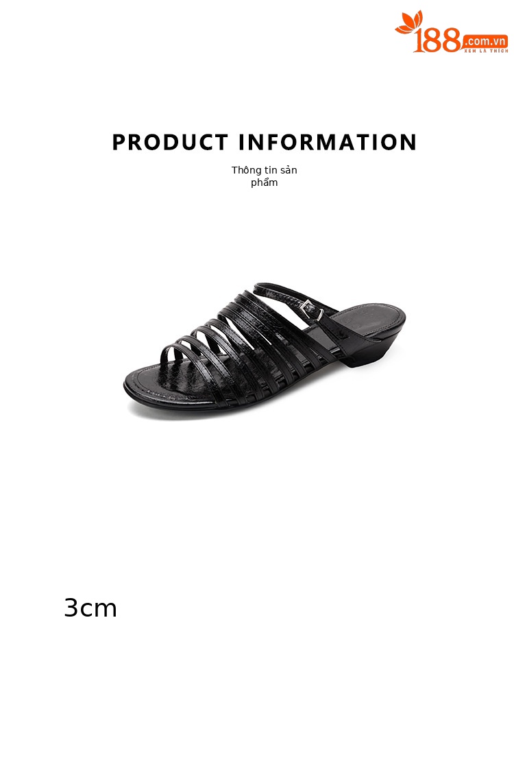 Dép sandal nữ quai chữ V đế bệt dây da bò phong cách La Mã — màu nâu chi tiết 3