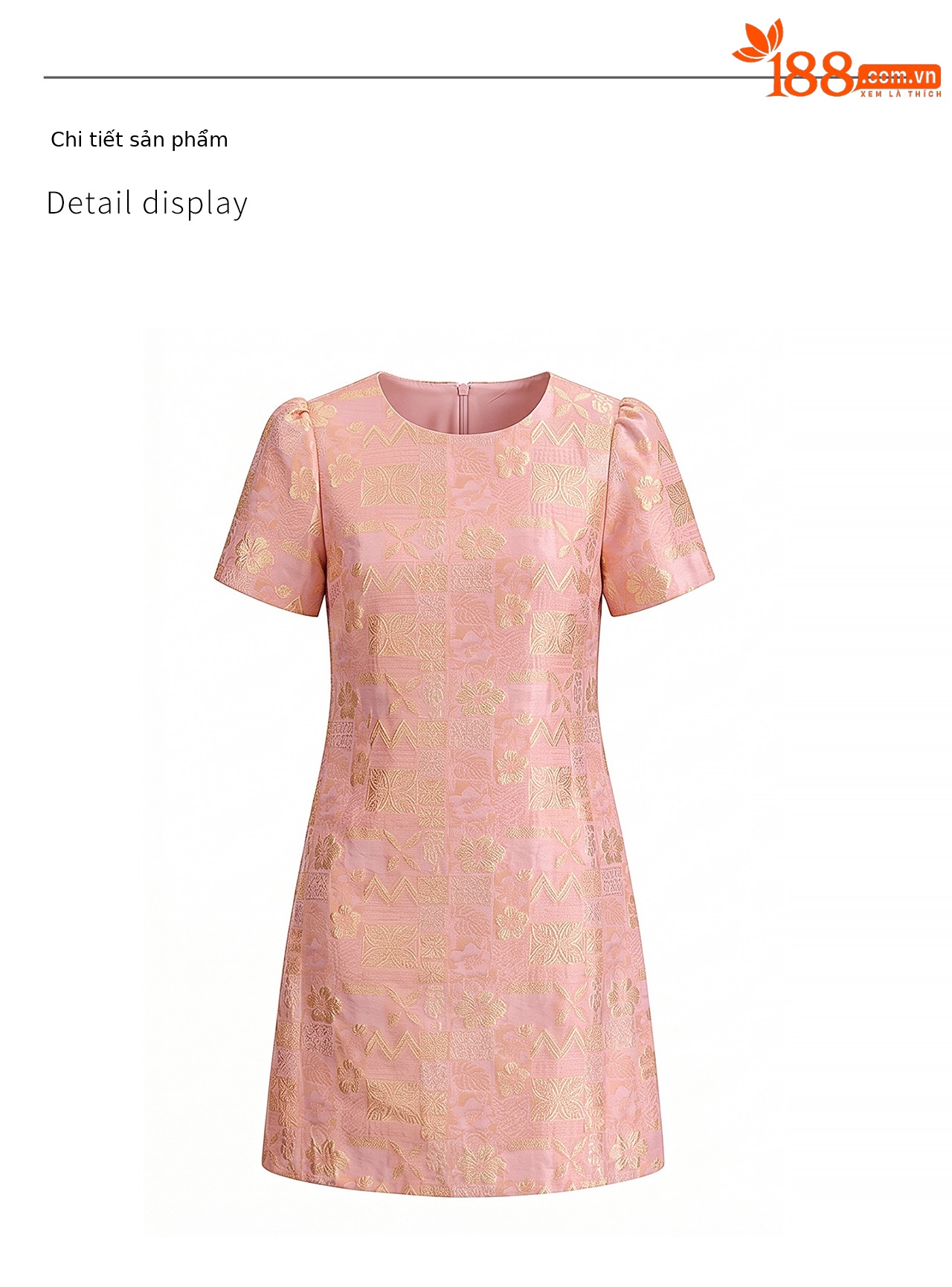 Đầm chữ A nữ jacquard họa tiết hoa nhí phong cách tiểu thư — màu hồng chi tiết 21