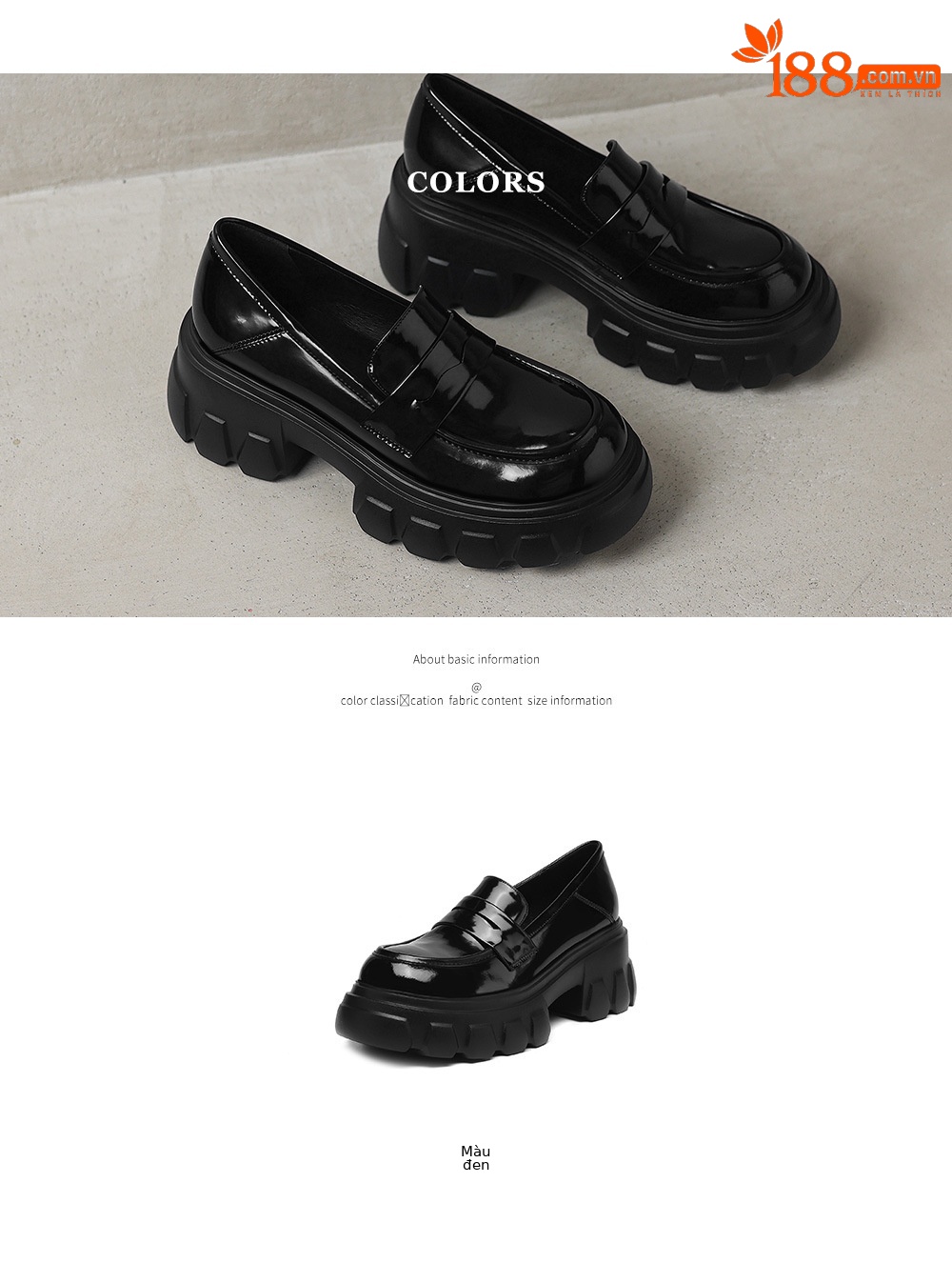 Giày loafer nữ đế xuồng cao gót phong cách Anh quốc cổ điển — đen chi tiết 5