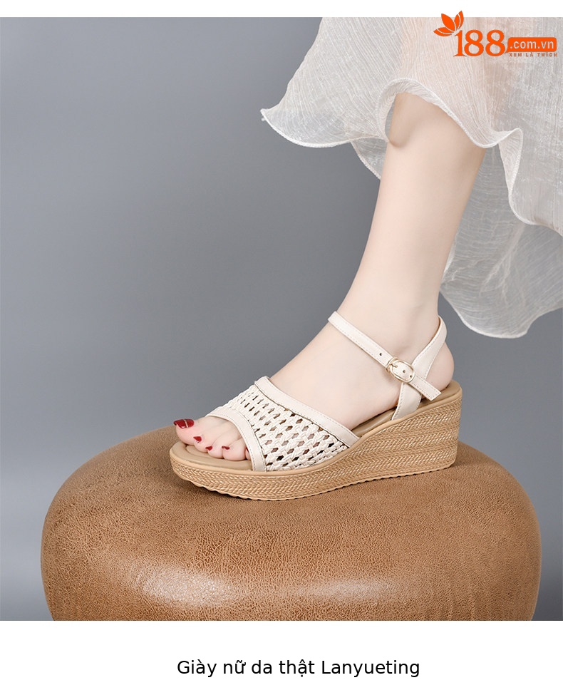 Sandal nữ đế xuồng tăng chiều cao quai ngang hở mũi — màu đen chi tiết 5