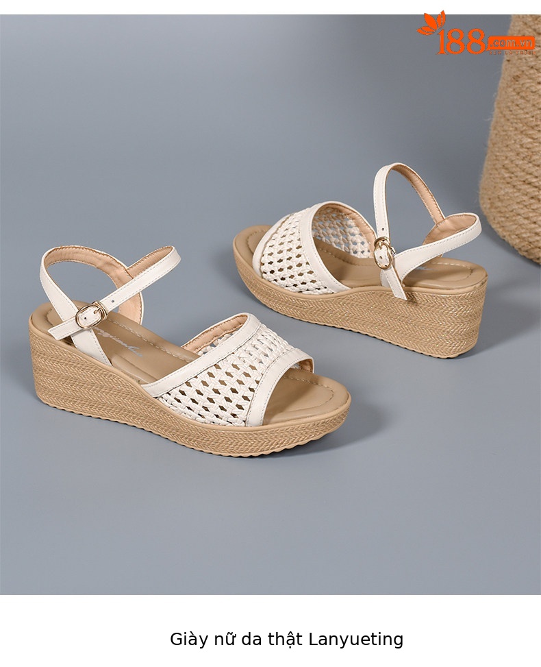 Sandal nữ đế xuồng tăng chiều cao quai ngang hở mũi — màu đen chi tiết 8