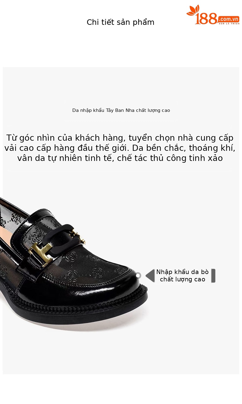 Giày lười nữ da lưới mũi vuông đế thấp thoáng khí — màu đen chi tiết 2